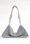 Full Diamond Double String Shoulder Bag in Silver