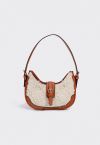 Diamond Tassel Trim Denim Spliced Baguette Bag in White