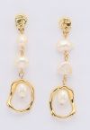 Geometric Freshwater Pearl Drop Earrings