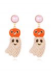 Ghosty Pumpkin Pearl Drop Earrings