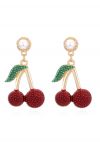 Sweet Cherry Diamond Pearl Earrings