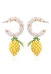 Pearly C-Shape Lemon Drop Earrings