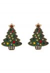 Oil Spilled Rhinestone Christmas Tree Earrings