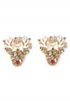 Golden Deer Rhinestone Oil Spill Earrings