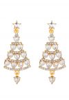 Full Rhinestone Christmas Tree Earrings in Gold