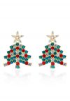 Full Rhinestone Christmas Tree Drop Earrings