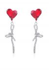 Red Heart Bowknot Rhinestone Earrings