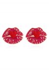 Flaming Lip Heart Earrings in Red