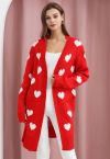 Love Embrace Open Front Knit Cardigan in Red