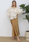 Satin Finish Mermaid Maxi Skirt in Gold