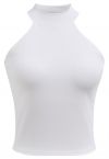 Solid Halter Neck Crop Top in White