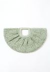 Semicircle Woven Straw Handbag in Green