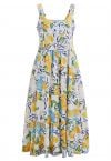 Adored Vibe Lemon Printed Button Down Cami Dress