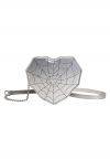 Spider Web Print Heart Crossbody Bag in Silver