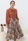 Plaid Melody Side Pocket Midi Skirt