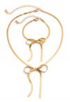 Bowknot Clavicle Chain and Bracelet Set in Gold