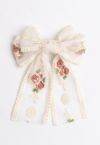 Embroidery Mesh Big Bow Barrette with Tail