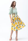 Summer Cool Lemon A-Line Midi Skirt 