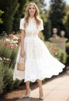 Crochet Collar Embroidered Eyelet Cotton Dress