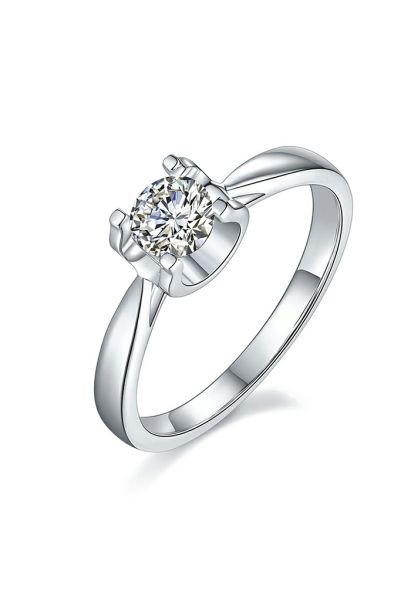 Smooth Trim Single Moissanite Diamond Ring