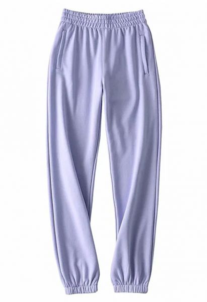 Zippered Side Pocket Joggers in Lavender