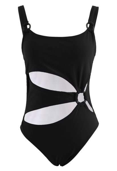 Amber O-Ring Cutout Swimsuit in Black