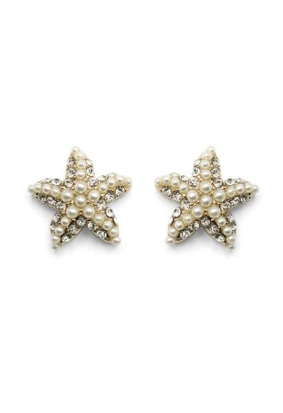 Pendientes de estrellas de mar con cuentas de perlas de cristal