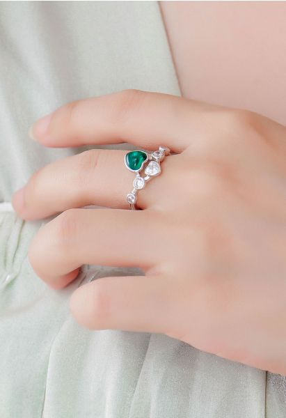 Emerald Heart Gem Diamond Ring