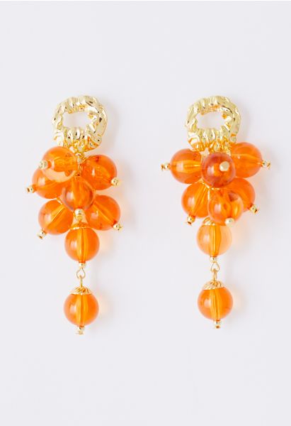 Orange Crystal Grape Drop Earrings