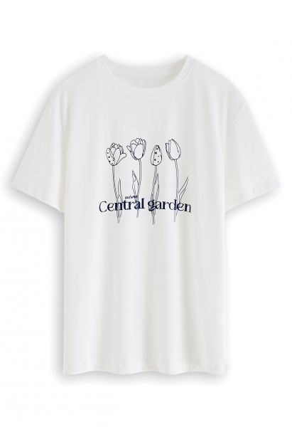 Central Garden Crew Neck T-Shirt in White