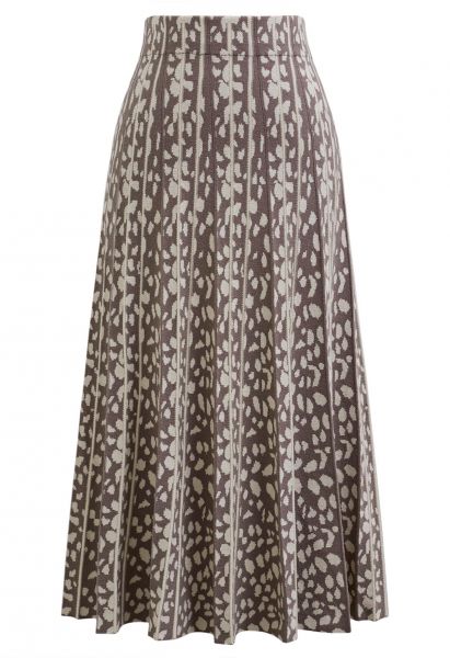 Irregular Spot Pattern Knit Skirt in Light Tan
