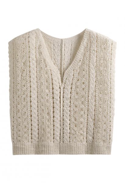Intricate Crochet V-Neck Cropped Vest