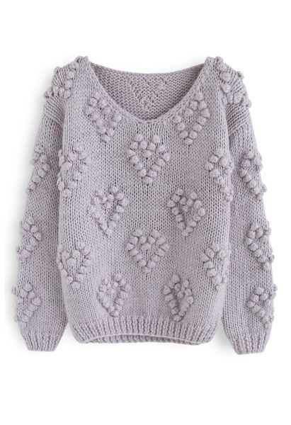 Suéter con cuello en V Knit Your Love en lavanda