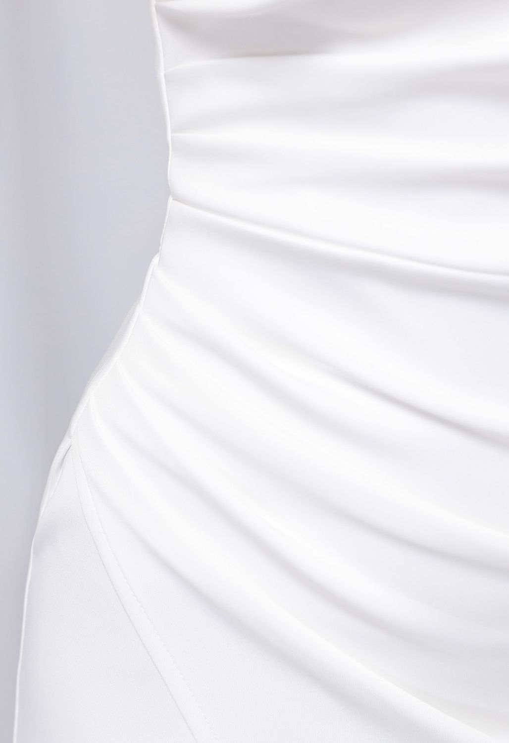 Single Strap Front Slit Gown in White