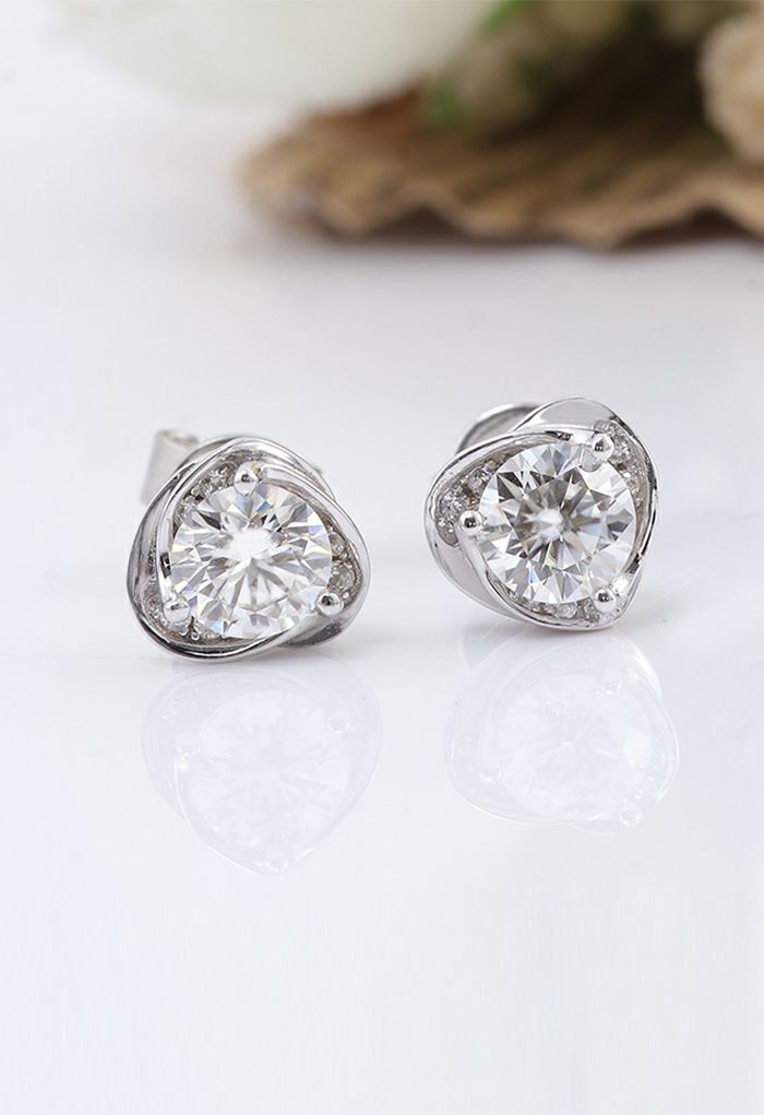 Floral Moissanite Diamond Earrings