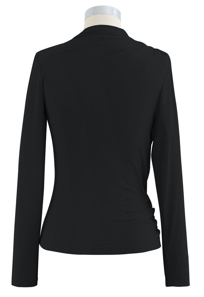 Ruched Long Sleeves Top in Black