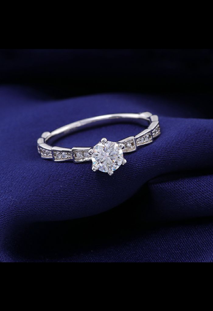Segmented Moissanite Diamond Ring