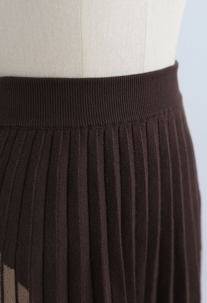 Color Blocked Pleated Knit Skirt