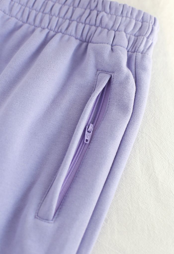 Zippered Side Pocket Joggers in Lavender