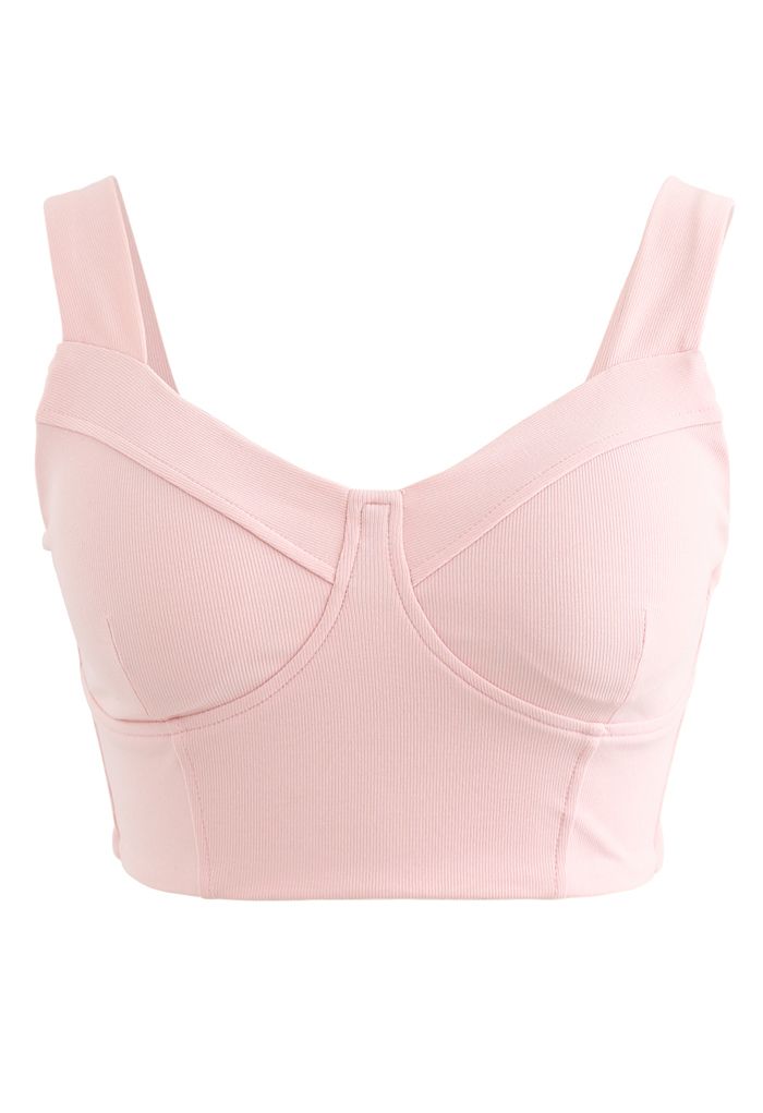 Seamed Low-Impact Cami Sports Bra in Nude Pink