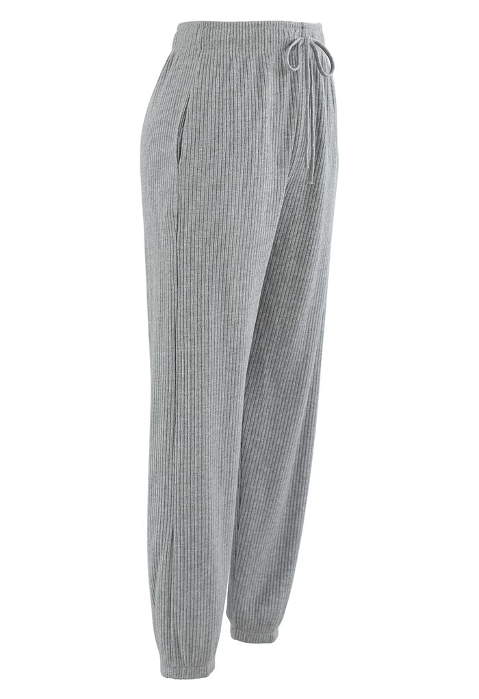 Knit Tapered Joggers in Grey