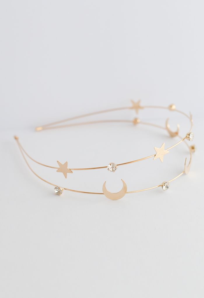 Moon and Star Golden Headband