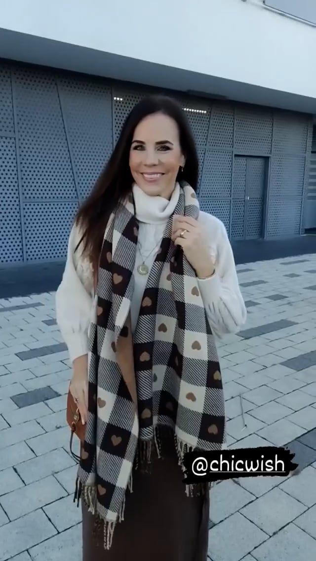 Lovely Heart Check Print Scarf