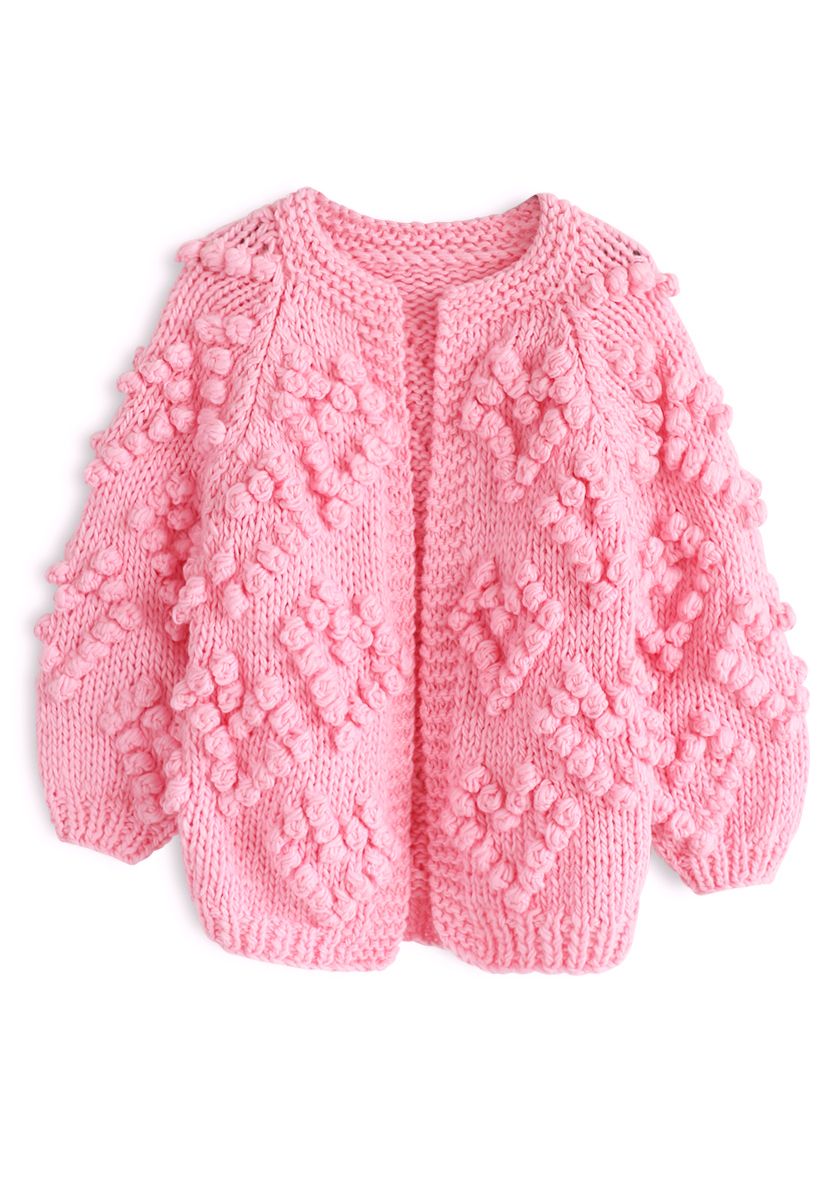 Cárdigan Knit Your Love en rosa intenso para niños