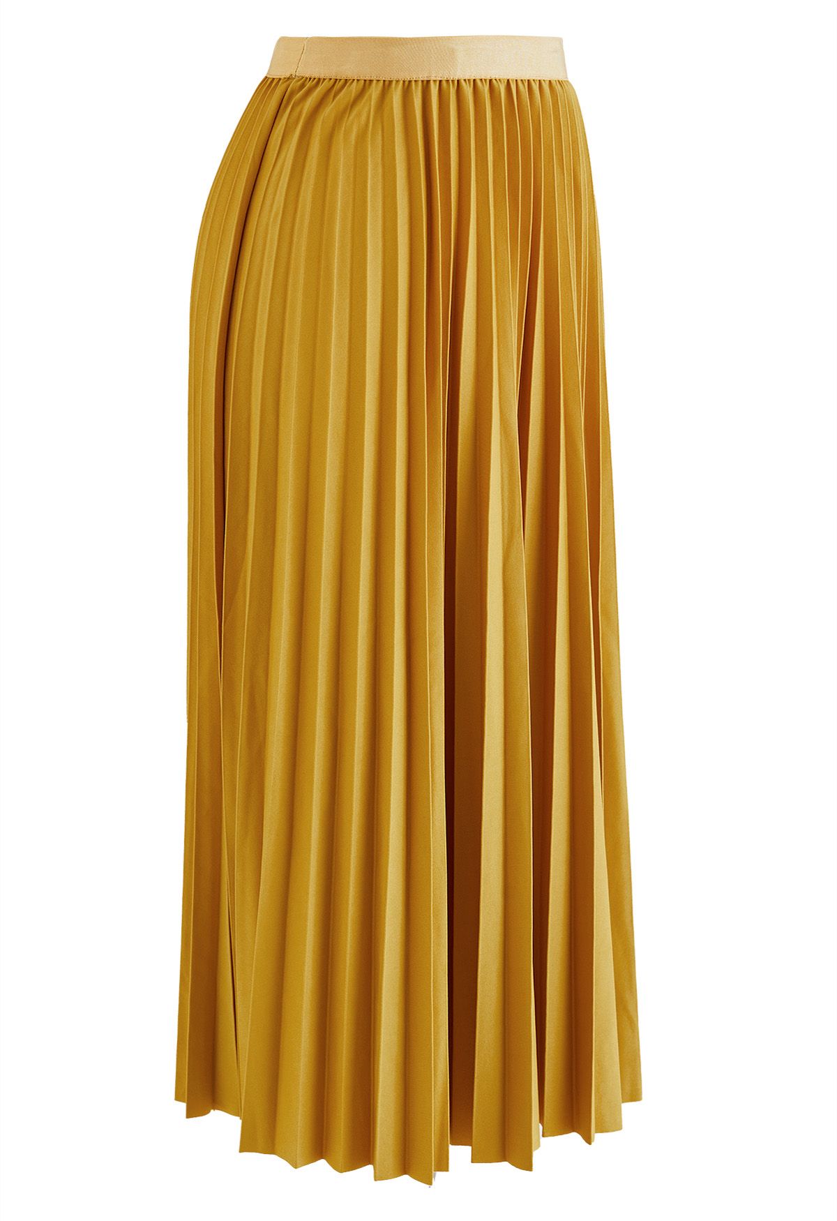 Simplicity Pleated Midi Skirt in Mustard