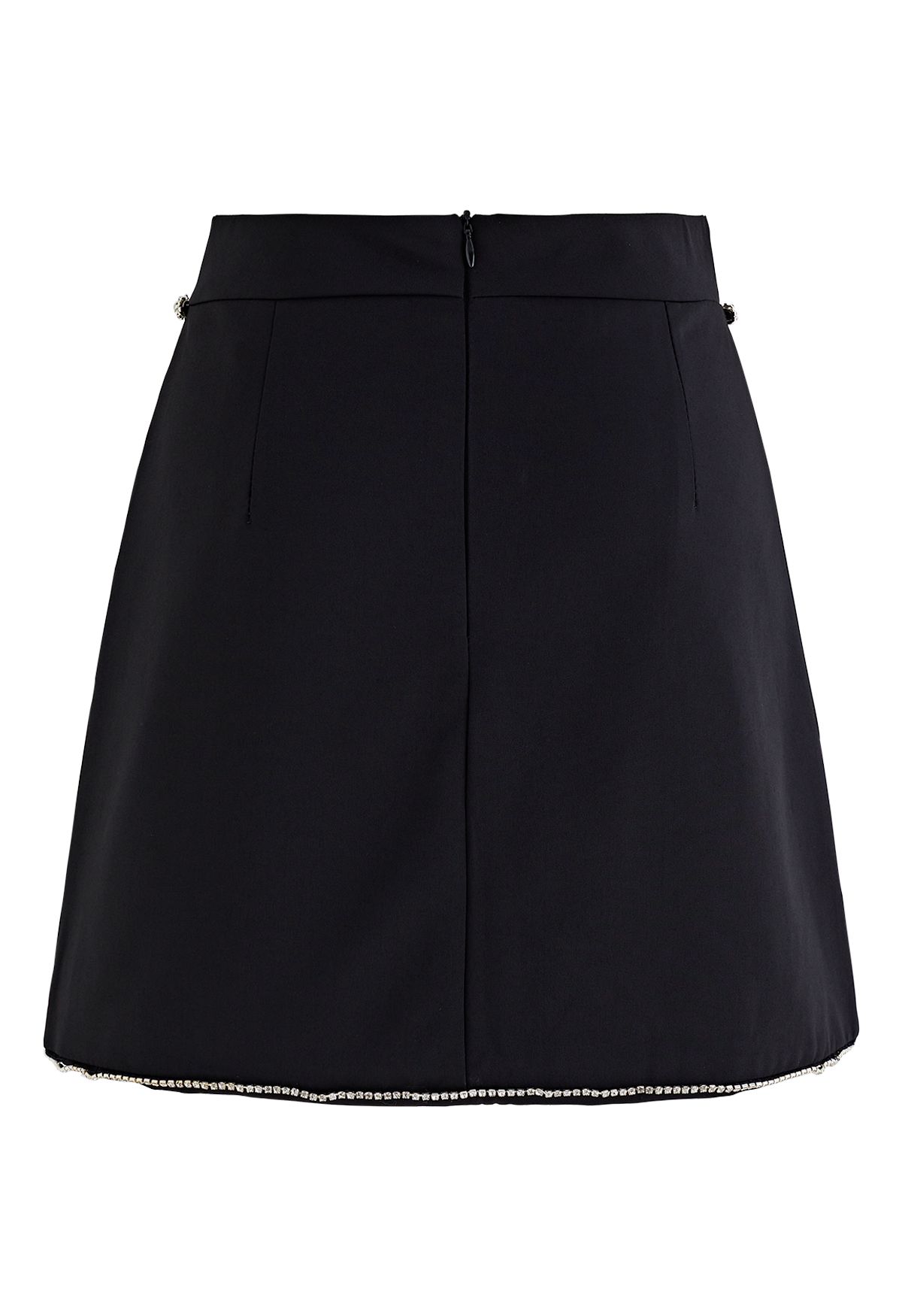 Dazzling Diamond Solid Color Mini Bud Skirt in Black