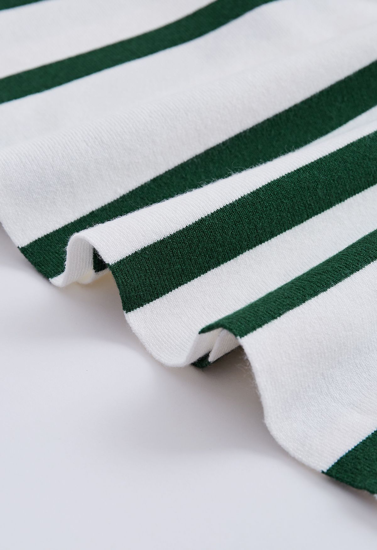 Stripe Print Turtleneck Knit Midi Dress in Dark Green