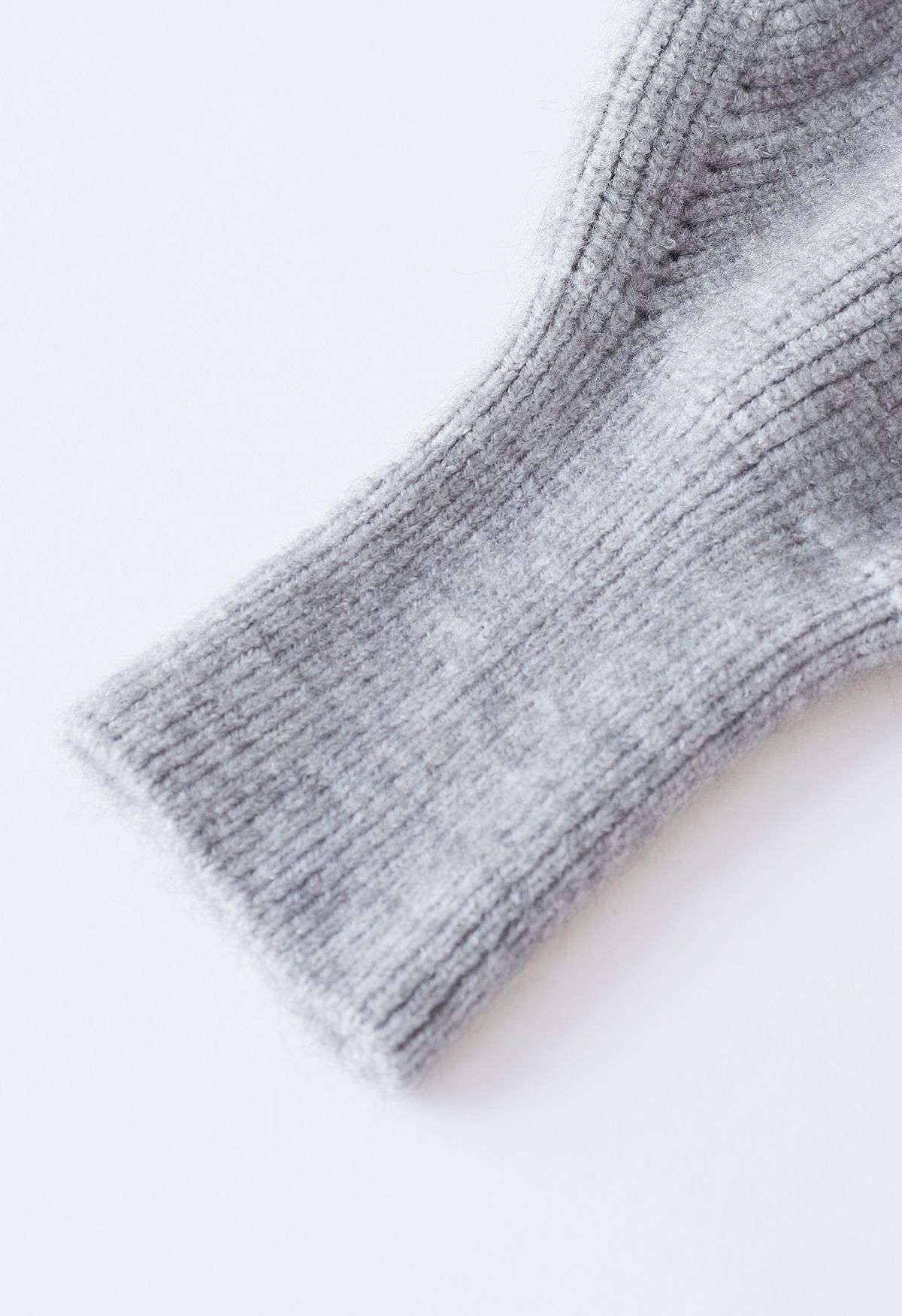 Self-Tie Bowknot Wrap Knit Top in Grey