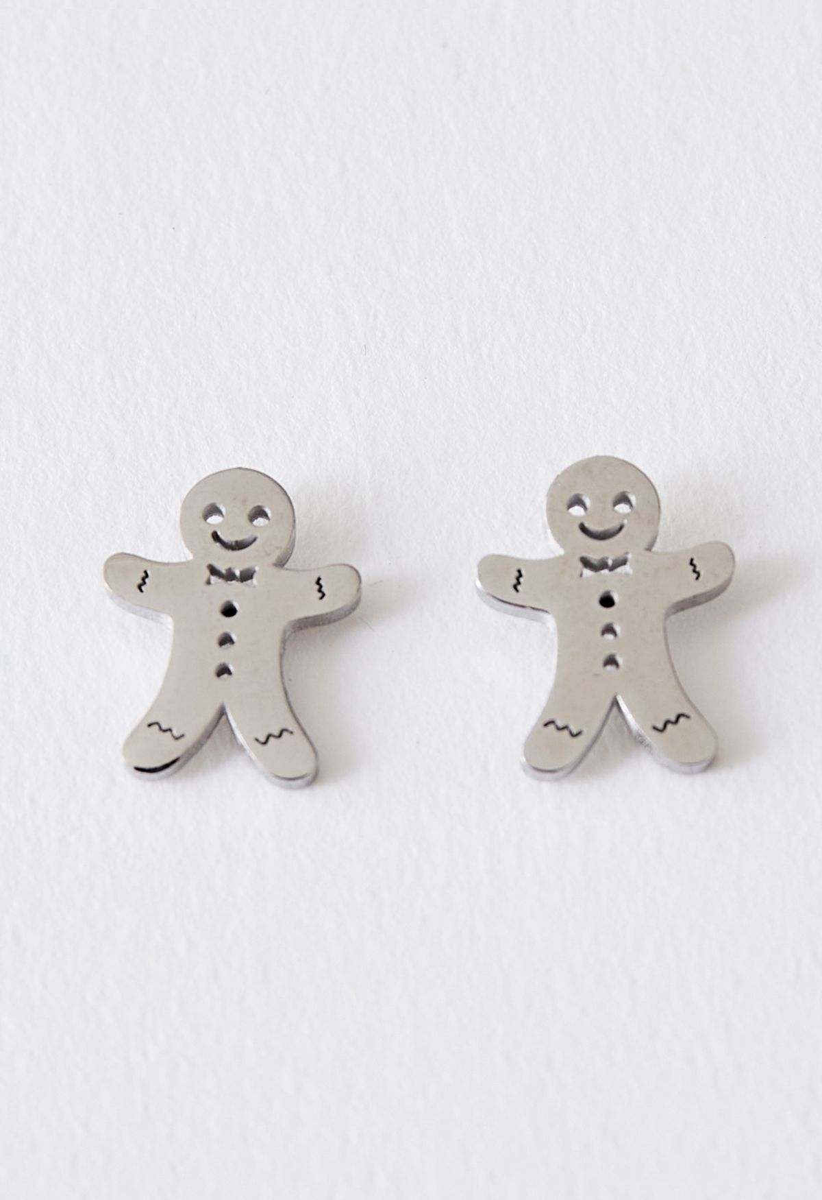 Cute Biscuit Man Earrings in Silver