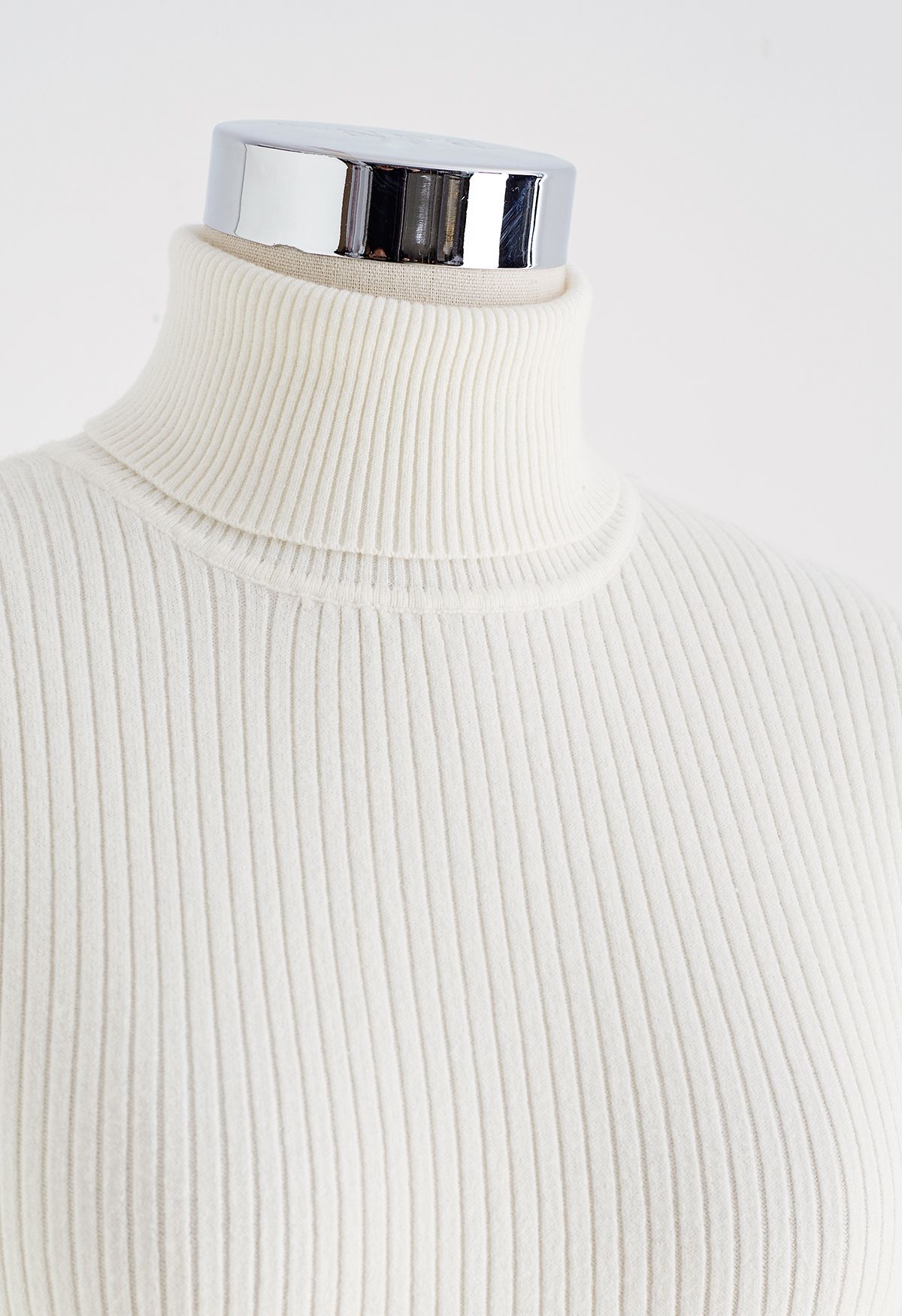 Turtleneck Soft Knit Sleeveless Top in White